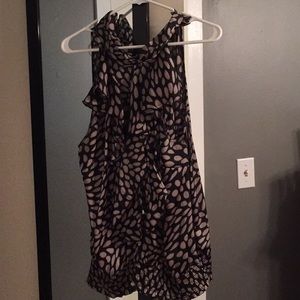 High Neck Blouse with Elastic Waist Hem